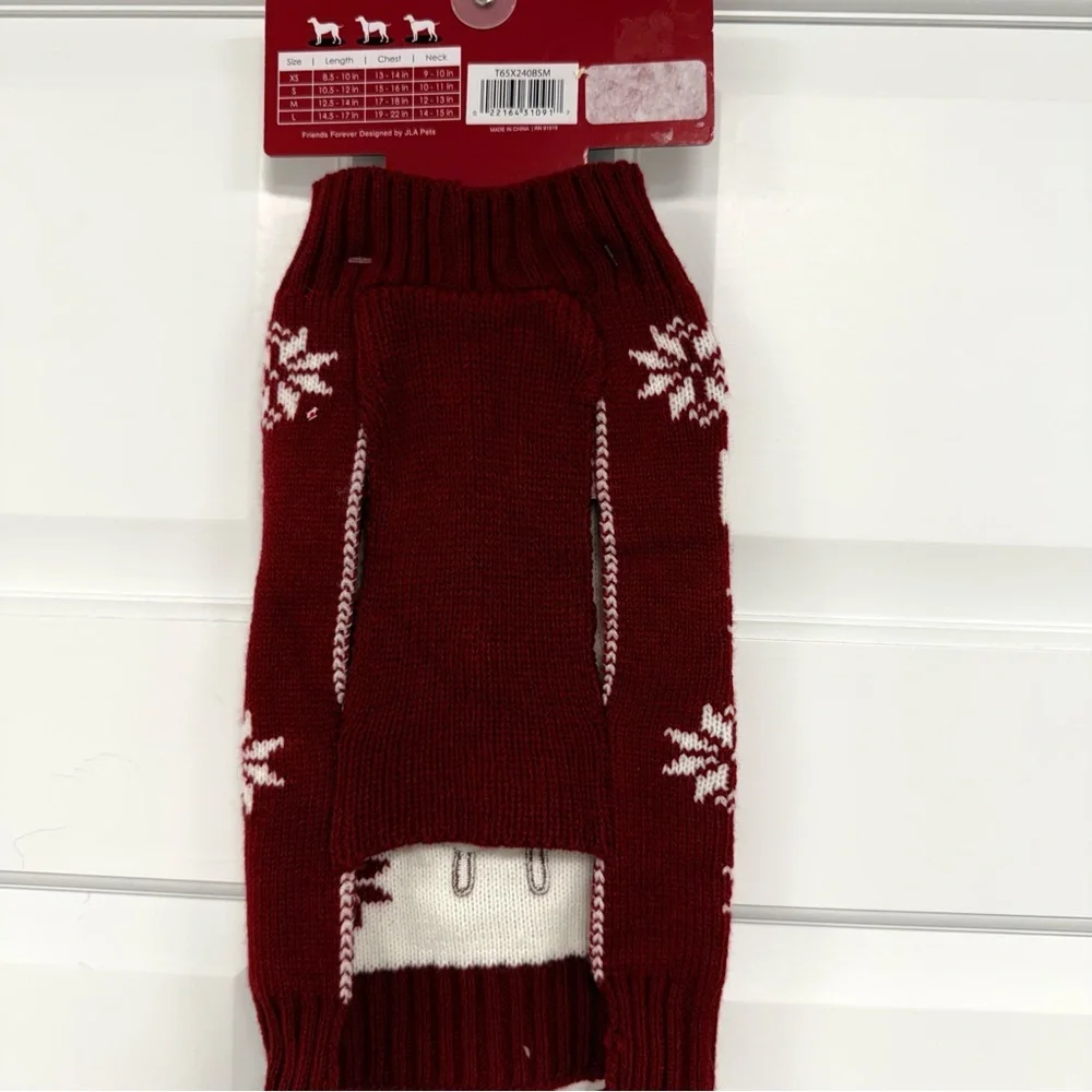 NWT Fleece Navidad Red Lamb Embroidered Dog Sweater Small Christmas Pet apparel
